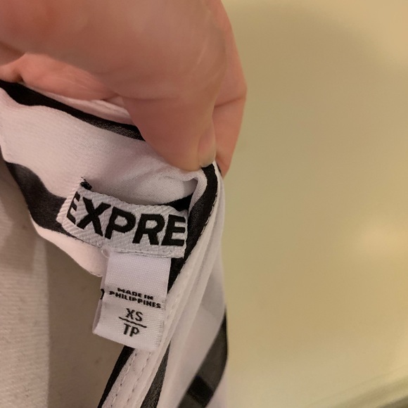 Express Black and White Striped One Shoulder Dress - Picture 6 of 6